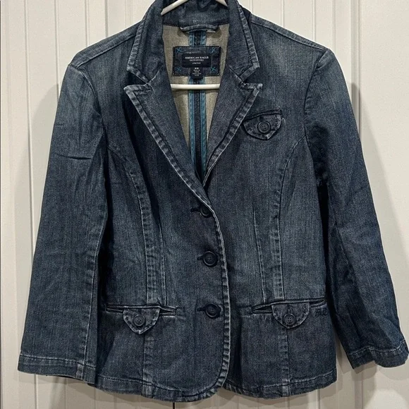 American Eagle Outfitters Dark Blue Jean Jacket - Picture 2 of 5